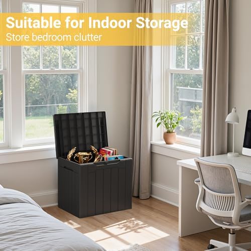Greesum Outdoor Storage Box 31 Gallon Storage Box with Lid for Patio Furniture, Garden Tools, Pool Supplies, Waterproof and UV Resistant, Lockable, Dark Black - Image 4