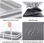 HomeHacks 2-Pack Large Laundry Basket, Waterproof, Freestanding Laundry Hamper, Collapsible Tall Clothes Hamper with Extended Handles for Clothes Toys in the Dorm and Family Gradient Grey, 88L | Waterproof, Freestanding, Collapsible Clothes Hamper with... - Image 2