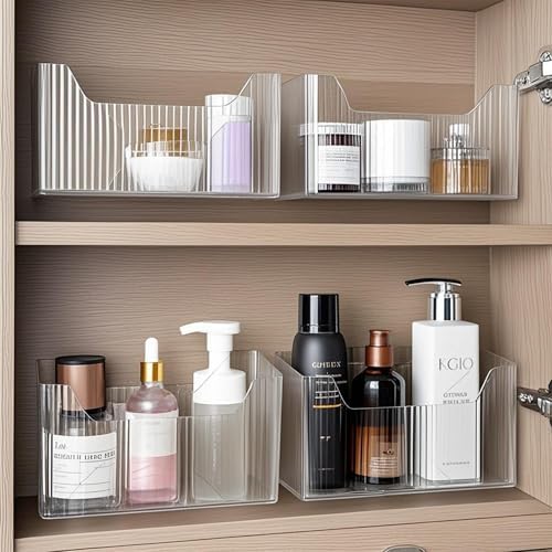 2 Pack Cabinet Door Organizer, Adhesive Wall Mounted Organizer Bins, Clear Storage Caddy, Stackable Basket for Kitchen Cabinets, Bathroom, Pantry, Office, and Tabletop Organization - Image 4