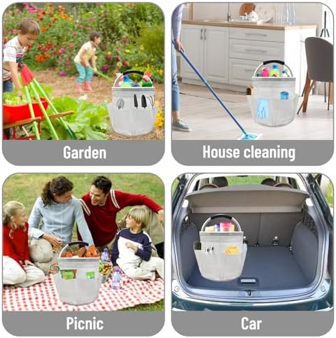 Qivine 17L Cleaning Caddy with Handle, Foldable Cleaning Supplies Organizer - Image 6