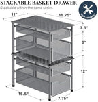 Simple Houseware Stackable 2 Tier Sliding Basket Organizer Drawer, Silver - Image 2