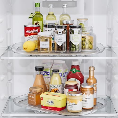 LAMU Lazy Susan Turntable Organizer for Refrigerator Organizers and Storage Fridge Organization, Condiment Organizer for Kitchen, Table Top, Cabinet, Pantry, Countertop, 14.56''x11'', 2 Pack by YourHome-OrganizationHelper