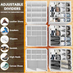 SpaceAid Shoe Organizer for Closet, 2 Pack Foldable Shoe Storage Containers Baskets Boxes Bins w/Adjustable Dividers, Fits 16-32 Pairs, White - Image 3