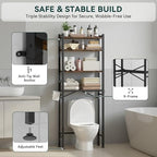 GloTika 4-Tier Over The Toilet Storage, Anti-Tilt, 69.3" H, Black Brown - Image 5