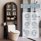 Over The Toilet Storage Cabinet, Arched Bathroom Organizer and Storage with Acrylic Doors and Adjustable Shelf , Space-Saving Modern Freestanding Bathroom Modern Storage Cabinet Over Toilet (Espresso) - Image 5