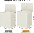 WOWLIVE 180L Double Laundry Hamper 2 Section with Lid and Removable Bags - Image 2