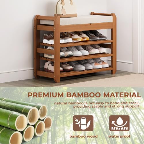 27.6" Shoe Rack Bench with Coat Rack, 3-Tier Entryway Storage Bench - Image 5