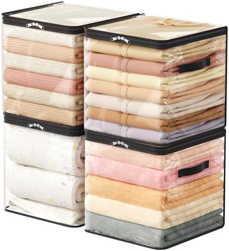 Lifewit 4 Pack Clear Clothes Storage Bags, Sweater Storage with Zipper, 36L by Lifewit