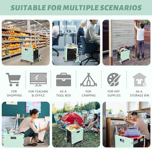 FELICON SELORSS Folding Utility Climber Cart Portable Rolling Crate-Green - Image 5