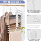Upgrade 9 Layers Pants Hangers Space Saving, 4 Pack Pant Hangers Organizer Multifunctional Pants Rack Space Saver Closet Organizers and Storage Hangers for Pants Jeans Leggings Skirts, Snowy White | Metal Space Saving Hangers Multi-Layer Multifunctiona... - Image 6