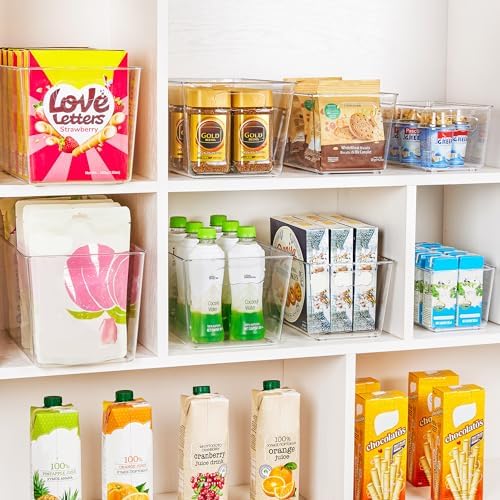 YIHONG 12 Pack Clear Storage Bins, Pantry Organizer Bins with Handle, Large - Image 4