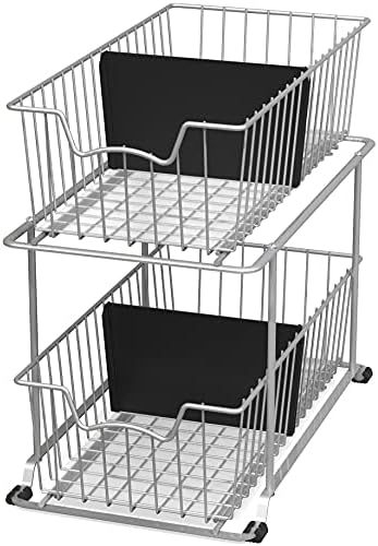Simple Houseware 2 Tier Cabinet Wire Basket Drawer Organizer, Grey - Image 5