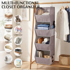 Libeder 4 Shelf Hanging Closet Organizer and Storage, Heather Grey | Anti-Sagging Closet Hanging Shelf with Mesh Side Pockets, Space-saving Fabric Hanging Storage Bins for Cloths with Hooks - Image 7