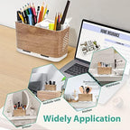 Boperzi Toothbrush and Toothpaste Holder Wood Grain for Bathroom Countertop with Adjustable Dividers, Toothpaste Caddy Organizer Storage Rustic Decor Set Freestanding Anti-Slip for Shower,Family,Kids - Image 6