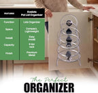 Evelots 6-Tier Pot Lid Organizer for Cabinet Door or Pantry Wall - Pots and Pans Lid Holder Rack - Glass or Metal Pan Covers Cabinet Organizer Kitchen Storage - Chrome Finished - Image 7