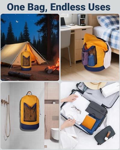 Laundry Bag with Shoulder Straps and Mesh Pocket Laundry Backpack Large Portable Laundry Hamper for College Laundromat Apartment - Image 7