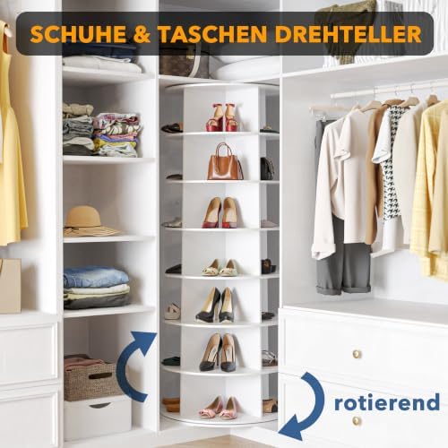 SpaceAid 7 Tier Rotating Shoe Rack Tower, Spinning Shoe Display Lazy Susan, Revolving 360 Shoe Rack Storage Round Carousel, Vertical Handbag Rotate Shoes Closet Organization (7-Tier White) - Image 5