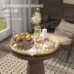Gold and White Checkerboard Lazy Susan with Rubberwood Base and Metal Rail - Image 4