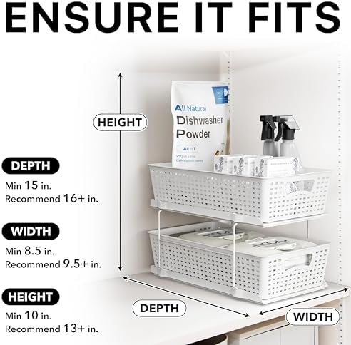 Simple Houseware 2 Tier Pull-Out Sliding Drawer Under Sink Storage, White - Image 6