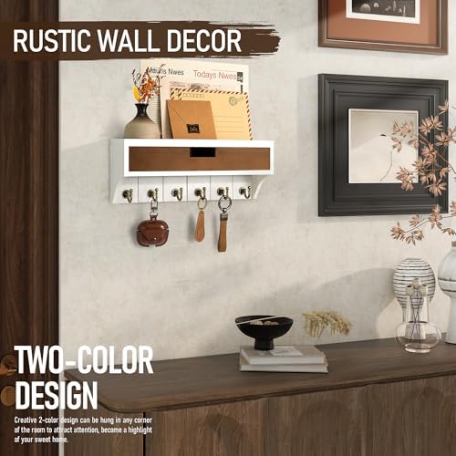 Rebee Vision Key Holder Wall Mount Room Decor, White & Retro Brown - Image 2