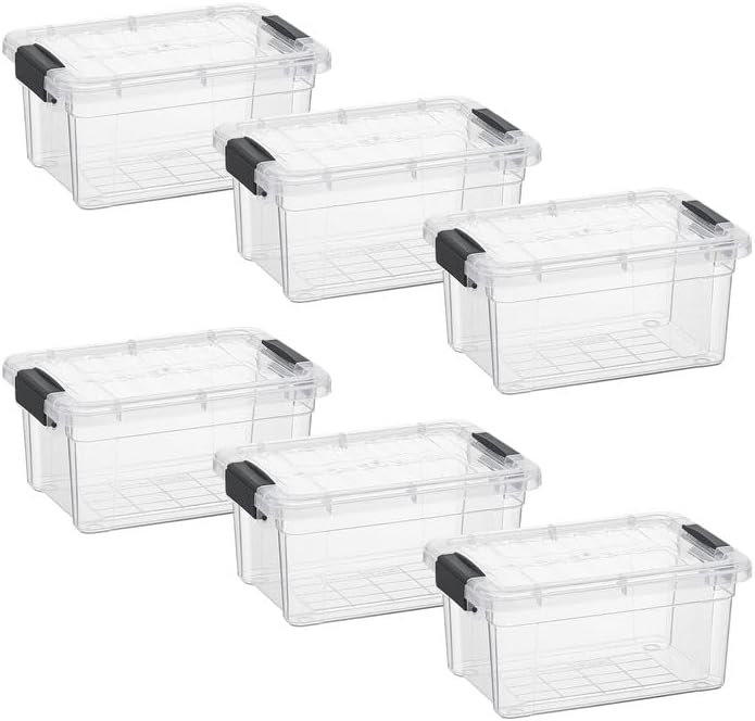 Superio 3.4 Quart Clear Plastic Storage Boxes with Lids, Stackable Organizer Containers, BPA-Free Storage Bins for Home, Office, School & Dorm, 6 Pack by Superio