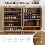 Smuxee Oak Shoe Cabinet with Fluted Doors, 6-Tier Shoe Storage Cabinet with Adjustable Shelves, Freestanding Shoe Organizer Cabinet for Entryway, Hallway, Closet, Living Room - Image 4