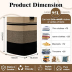 Laundry Hamper, 95L Tall Laundry Basket with Leather Handles, Rectangle Large Clothes Hamper for Organizing, Cotton Woven Laundry Baskets Storage Hampers for Bedroom, Nursery, Living Room - Image 3