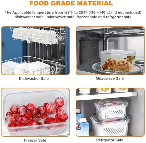 3pcs 4 in 1 Fruit Storage Containers for Fridge with Removable Colanders - Image 6