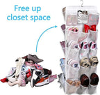 MISSLO 30 Large Pockets Dual Sided Hanging Baby Shoe Organizer for Closet with Rotating Hanger Hanging Shoe Shelves, White - Image 6