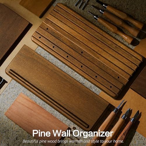 Rebee Vision Acacia Wood Key Holder Wall Mount for Entryway, Brown - Image 6