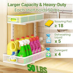 Under Sink Organizer 4-Pack, Metal 2-Tier Pull-Out Cabinet Shelf with Slide-Out Mesh Drawers, Height Adjustable, Space-Saving Storage Racks for Kitchen, Bathroom, Laundry Room, White - Image 5