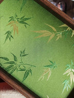 Bamboo Embroidered Decorative Tray Wooden Catchall Tray for Dresser, Nightstand, Entryway Table, Jewelry, Keys and Small Items - Image 2