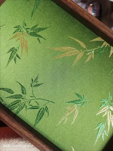 Bamboo Embroidered Decorative Tray Wooden Catchall Tray for Dresser, Nightstand, Entryway Table, Jewelry, Keys and Small Items - Image 2