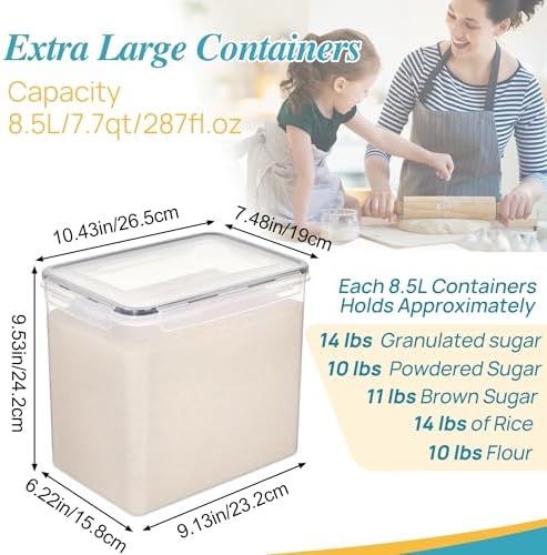 Vtopmart 8.5L Extra Large Flour Sugar Storage Containers, 2 PCS, Black - Image 2