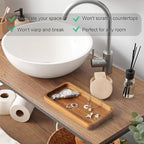 ALELION 8" Acacia Wood Bathroom Vanity Tray for Counter - Dresser Top Tray for Perfume Jewelry Candle Key Catchall - Small Kitchen Countertop Organizer for Soap Dispenser and Sponge Holder - Image 7