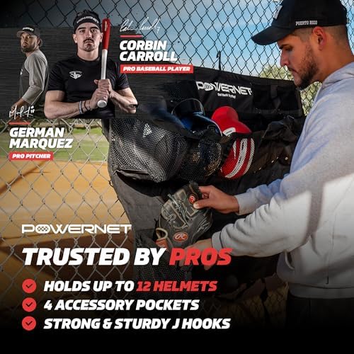 PowerNet Softball & Baseball Helmet Hanging Bag, 12 Pocket Baseball Glove & Helmet Storage Holder & Dugout Organizer, Portable Baseball Gear Training Equipment Holder, Team Colors - Image 2