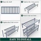 Smiry Bamboo Shoe Rack, 14 Vertical Slats, 3 Tier - 26.8" Wide, Grey - Image 5