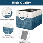 Fab totes Storage Bins 2-Pack, Foldable Storage Baskets for Organizing Toys, Books, Shelves, Closet, Large Storage Box with Rope Handles, Sturdy Organizer Bins, White & Blue - Image 3