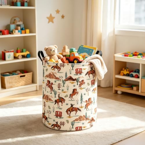 Western Cowboy Fabric Storage Bin,Nursery Organizer Basket - Image 4