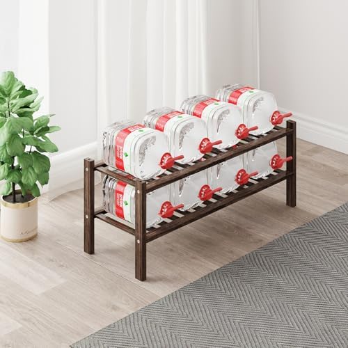 Bamboo Shoe Rack Organizer for Closet and Entryway - Space-Saving Narrow Shoe Stand - Versatile Shoe Holder for Door or Closet Shelf,Garage Bedroom can Freely Stack DIY Small Shoe Racks 2Tier Brown - Image 5