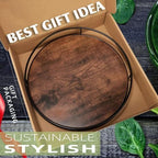 9" Rustic Brown Wood Lazy Susan,360° Decorative Turntable for Countertop - Image 2