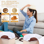 Wonderjune 2 Pcs Cowboy Hat Box for Storage Collapsible Sturdy Cowboy Hat Case with Handle for Men and Women Travel Storage Organizer Large Cap Bag for Closet (White) - Image 5