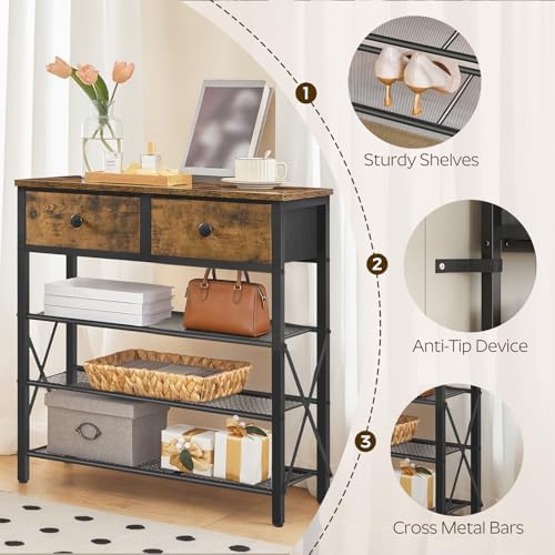 YATINEY 4 Tier Shoe Rack, Large Capacity Shoe Storage Organizer, Metal Shoe Shelf with Drawer and Wooden Top, for 16 Pairs of Shoes, for Entryway, Closet, Rustic Brown and Black SS24BR - Image 6