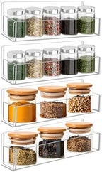 Acrylic Spice Rack Wall Mount-9 Inch, Clear Spice Shelf Storage Holder, 4 Pack Hanging Seasoning Rack Organizer for Cabinet Door, Cupboard or Wall Kitchen (Adhesive or Screw) by Douildhaiy