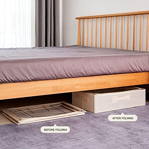 CYhom Under Bed Storage Bins Frame Storage Box Oxford Fabric Sturdy Underbed Container Foldable Stackable Large Capacity Clothes Organizer - Image 6