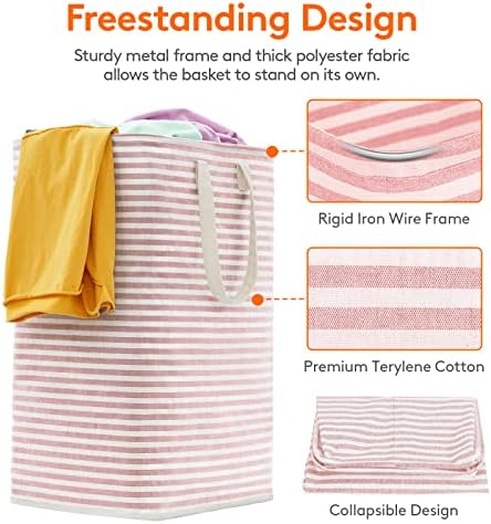Lifewit 80L Large Laundry Baskets, 1 Pack, Reinforced Handles, Pink | Collapsible Laundry Hamper, Dirty Clothes Hamper, Waterproof Freestanding Design for Dorm, Laundry Room, Bedroom, Bathroom - Image 2