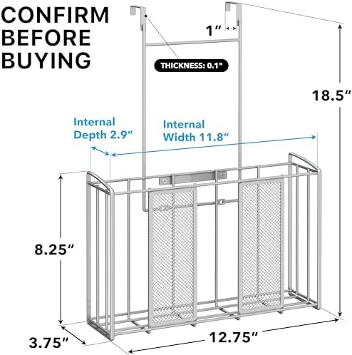 Simple Houseware Over Cabinet Door Mesh Organizer, Silver - Image 2