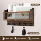 Nekon Mail and Key Holder for Wall Decorative, 11 Inch Mail Holder, Brown - Image 3