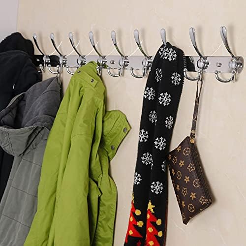 Dseap Coat Rack Wall Mount - 38” Long 10-Tri-Hooks Heavy Duty Coat Hanger Rail Wall Hooks for Hanging Coats Hats Clothing Clothes Purse Mudroom Entryway, Chromed - Image 6