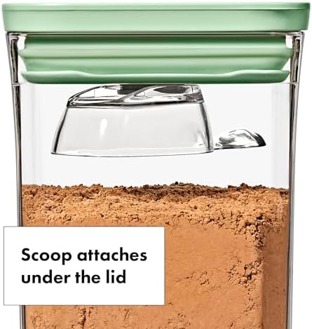 OXO Good Grips Airtight POP Container | Pistachio | Push Button Seal | For Sugar & Flour | 3 Containers with Mini Scoops, Pack of 2 - Image 5